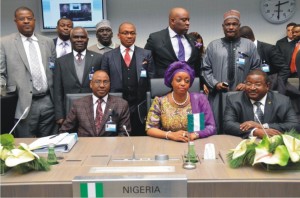 Nigeria Delegation at the 162nd OPEC Conference in Vienna, Austria led by the Minister of Petroleum Resources, Mrs Diezani Allison-Madueke (middle)