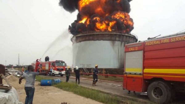 Panic as fire guts Oando tank farm in Lagos