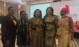 L-R: President, African Women in Maritime (WIMAFRICA), Mrs. Jean-Chiazor Anishere (SAN), CEO, Lelook Nigeria, Mrs. Chinwe Ezenwa, former General Manager at Nigerian Ports Authority (NPA), Mrs. Carol Ufere, President, WISTA Nigeria, Mrs. Eunice Ezeoke and a former Director at Nigerian Maritime Administration and Safety Agency (NIMASA) Hajia Aisha Musa; during WISTA Annual Business Luncheon in Lagos, yesterday.